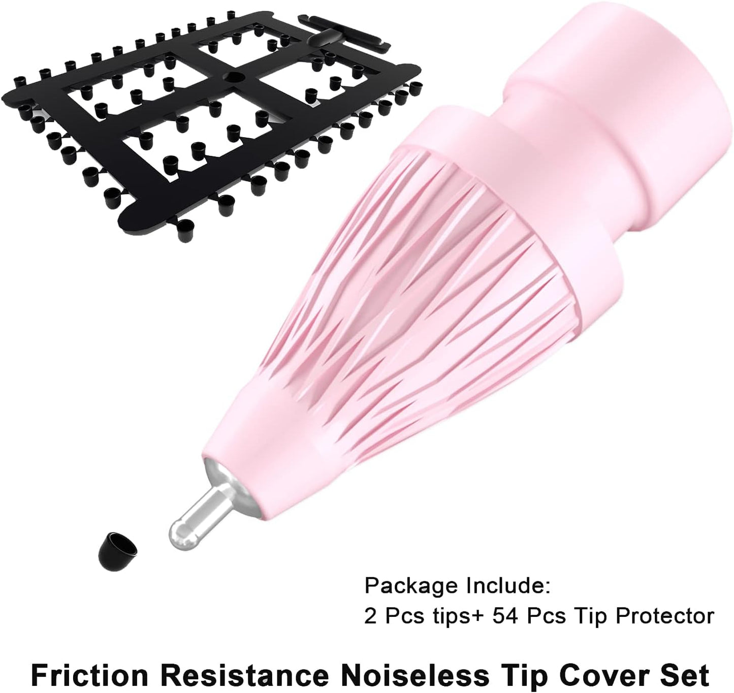 Upgraded Pencil Tips fits for Apple 2nd 1st Gen USB-C iPad Pro Pencil,No Wear Out Fine Point Apple Pen Tip &Noiseless Friction Nib Covers Set, Make iPencil 1 / Pencil 2 Work Like a Charm,Pink