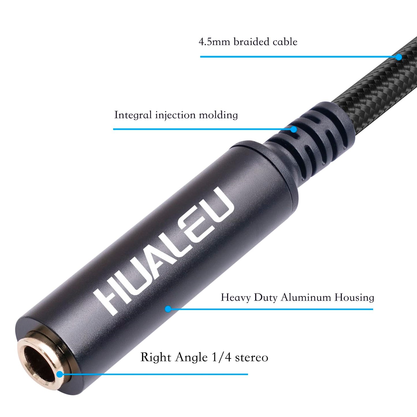 HUAELU 2Pack 3.3FT Right Angle 6.35mm TRS Stereo Male to Female Audio Cable,Right Angle 1/4 TRS Male to Female Stereo Headphone Guitar Extension Cable Cord for Amplifiers,Headphone