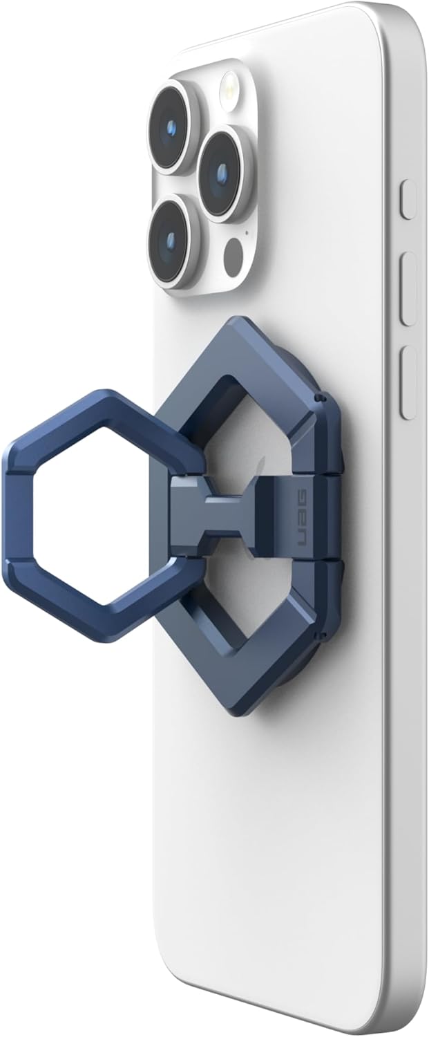 URBAN ARMOR GEAR UAG Magnetic Ring Stand Compatible with MagSafe Magnet, Removable Metal Finger Ring Grip 360 Rotation Adjustable Kickstand for iPhone 16/15, Galaxy S25, S24, Mallard/Bright Blue