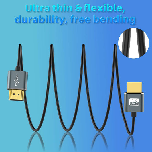Twozoh Flexible & Slim HDMI Cable 5FT 2 Pack, Ultra Thin HDMI Cord Supports High Speed 4K@60Hz 18gbps 2160P/1080P