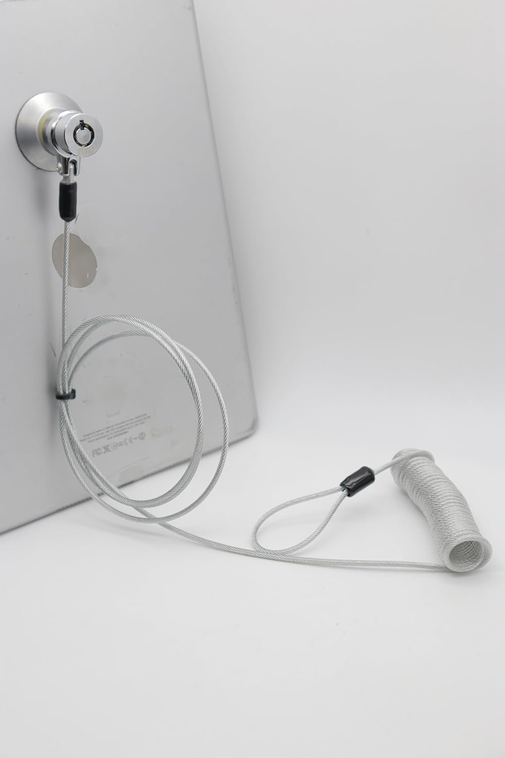 10-Foot Retractable Anti-Theft Steel Cable Lock with Lock Plate, Suitable for laptops, Tablets, Monitors, and Mobile Phones (Silver, 1 Pack)