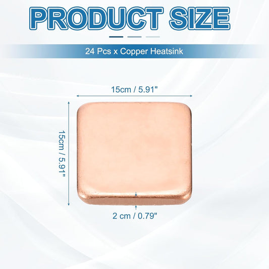 PATIKIL Copper Heatsink Pad Shims, 24 Pcs 15x15x2mm Copper Pad Shim IC Chipset GPU CPU Thermal Heatsink for Cooling Laptop Desktop Computer