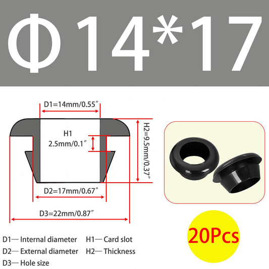 Qrity 20 PCS Rubber Grommets Cable Railing, Car Grommet, Cable Railing Protective Sleeves for Metal Posts, ID 14mm Mount Dia 17mm