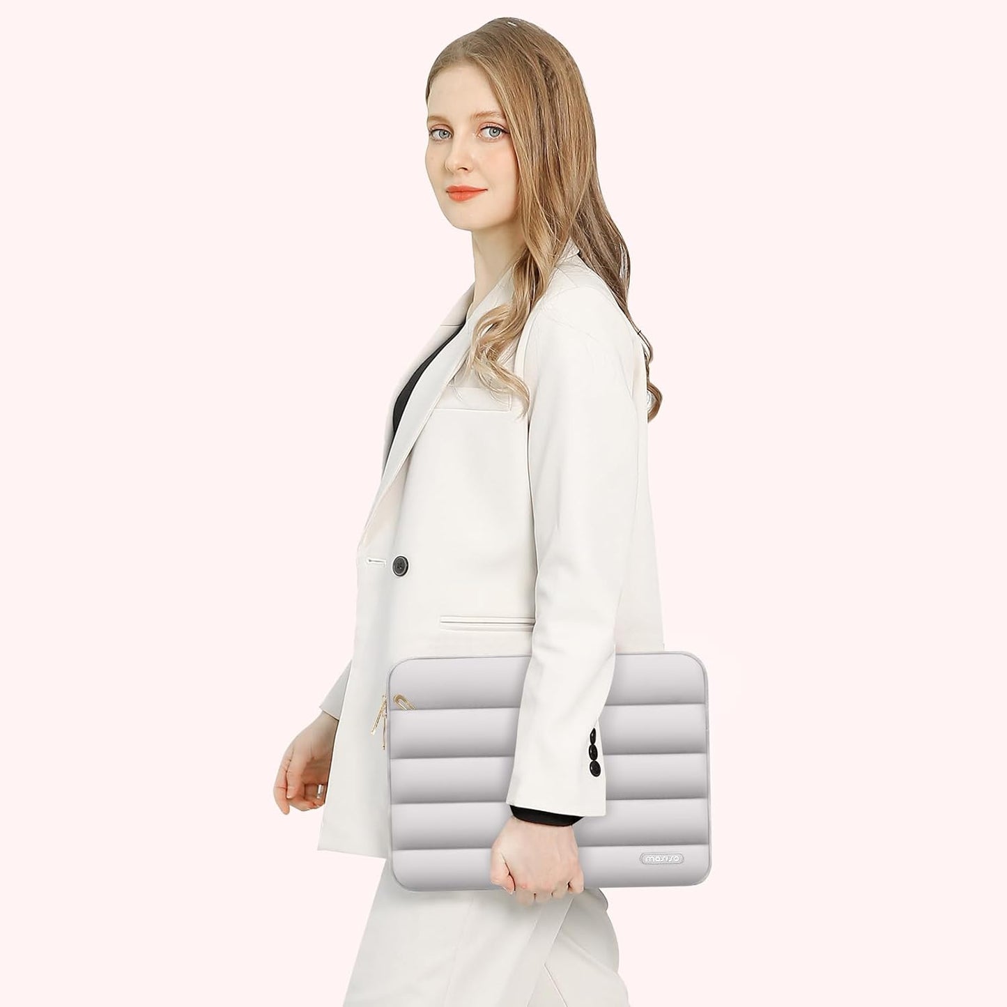 MOSISO 15-15.6 inch Laptop Case, 16 inch Puffy Laptop Sleeve Compatible with MacBook Pro 16, HP Dell ASUS Acer Toshiba Lenovo Notebook Computer, Polyester Horizontal Bag with Small Case, Gray