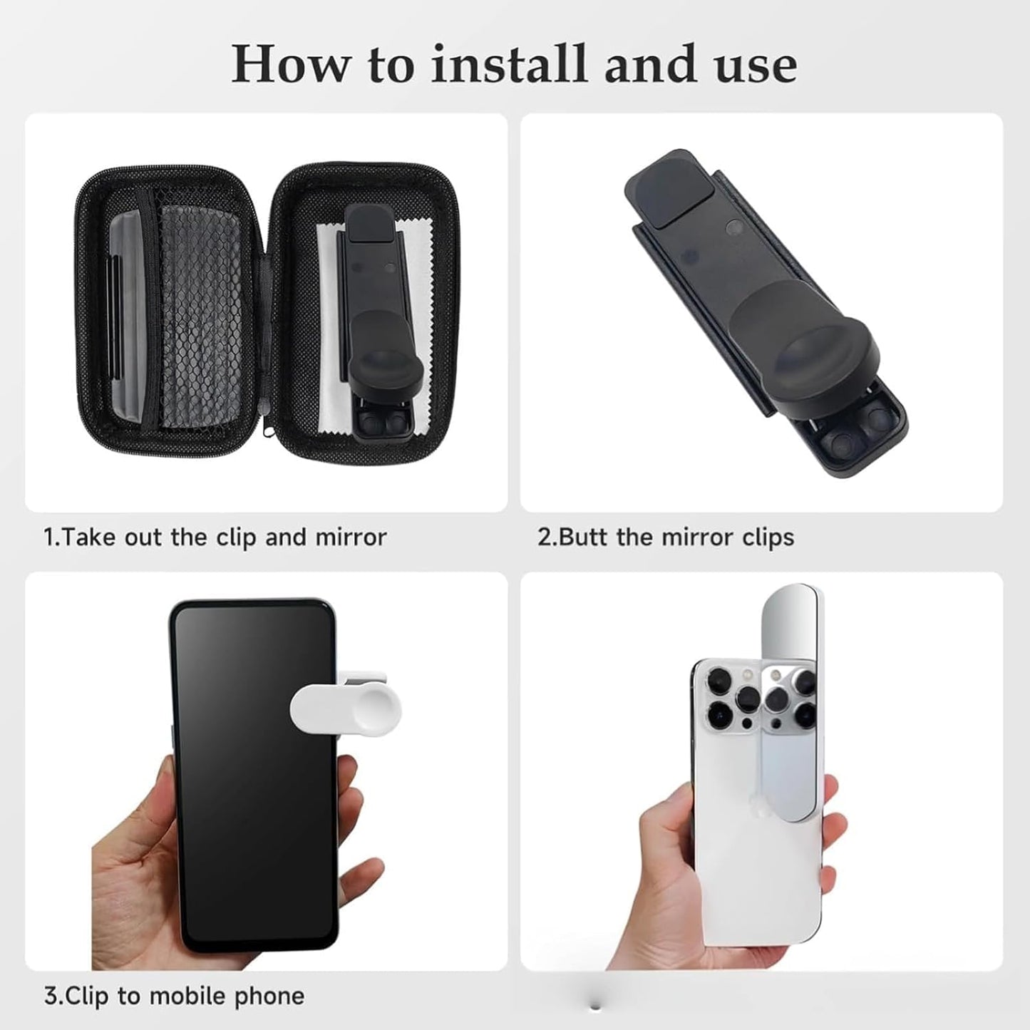 Mirror Effect Lens - Capture Stunning Reflections Instantly, Smartphone Camera Mirror Reflection Clip Kit, Adjustable Angle Mobile Phone Camera Mirror Clip for Outdoor Travel Photography (2Set-Mix)