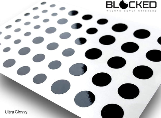 Webcam/Camera Vinyl Covers | 57 Low-Tack Reusable Webcam Sticker | 3-Sizes | Black 57-Pack (Ultra Glossy)