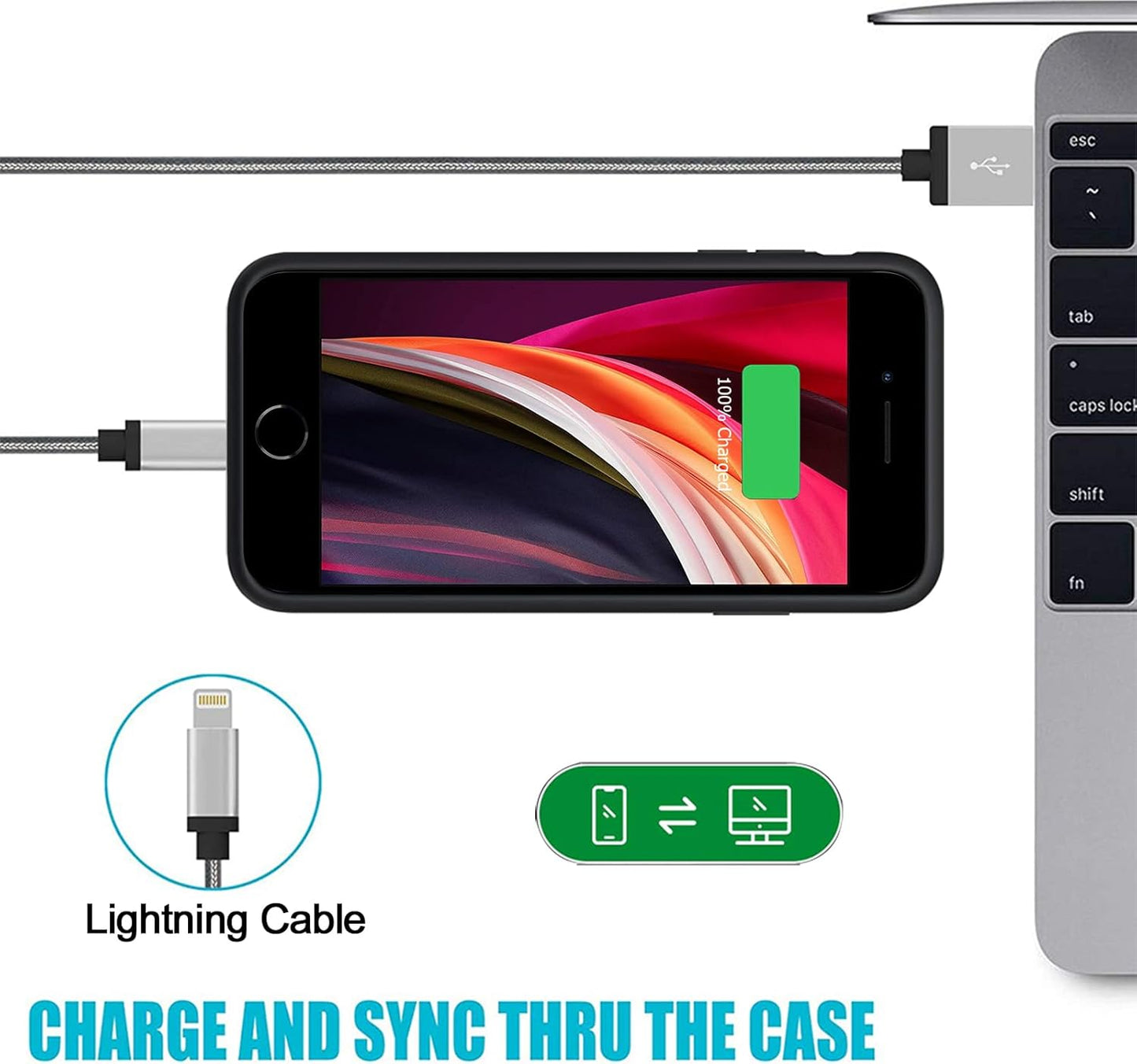 Battery Case for iPhone 8/7/6s/6/SE 3/SE 2, Upgraded 10000mAh Portable Battery Pack Charger Case Support Carplay Compatible with iPhone SE 3/SE 2/8/7/6s/6 (4.7 inch) External Charging Case (Black)