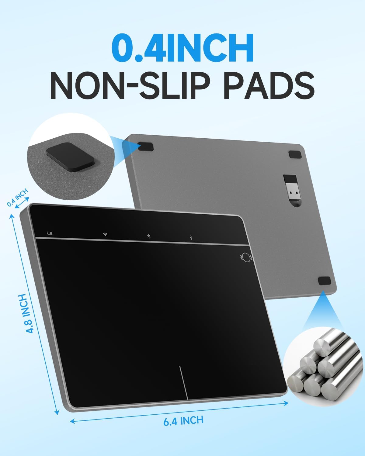 Wireless Bluetooth Trackpad for Windows 10/11, 3-in-1 Connectivity Modes, Support Multi-Touch Gestures, High Precision Control for PC & Laptop (Black)