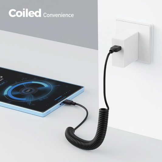 Cable Matters 2-Pack Coiled USB Cable (Coiled Micro USB to USB 2.0) 2-4 Feet