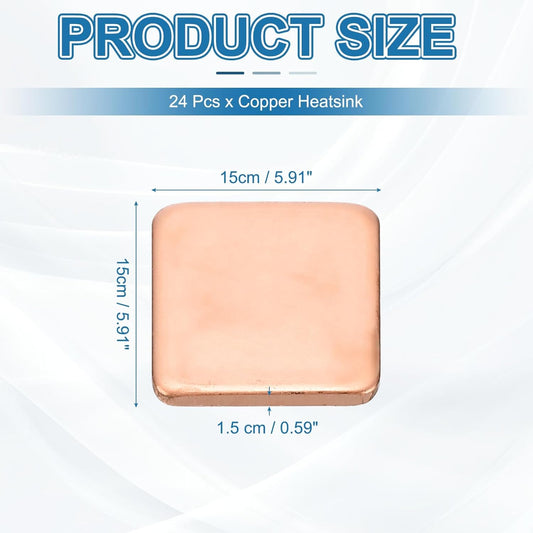 PATIKIL Copper Heatsink Pad Shims, 24 Pcs 15x15x1.5mm Copper Pad Shim IC Chipset GPU CPU Thermal Heatsink for Cooling Laptop Desktop Computer