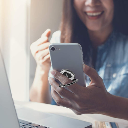 Cell Phone Ring Holder Stand, Cell Phone Grip Holder, Adhesive Phone Grip for Phones and Cases. (Glitter Black)