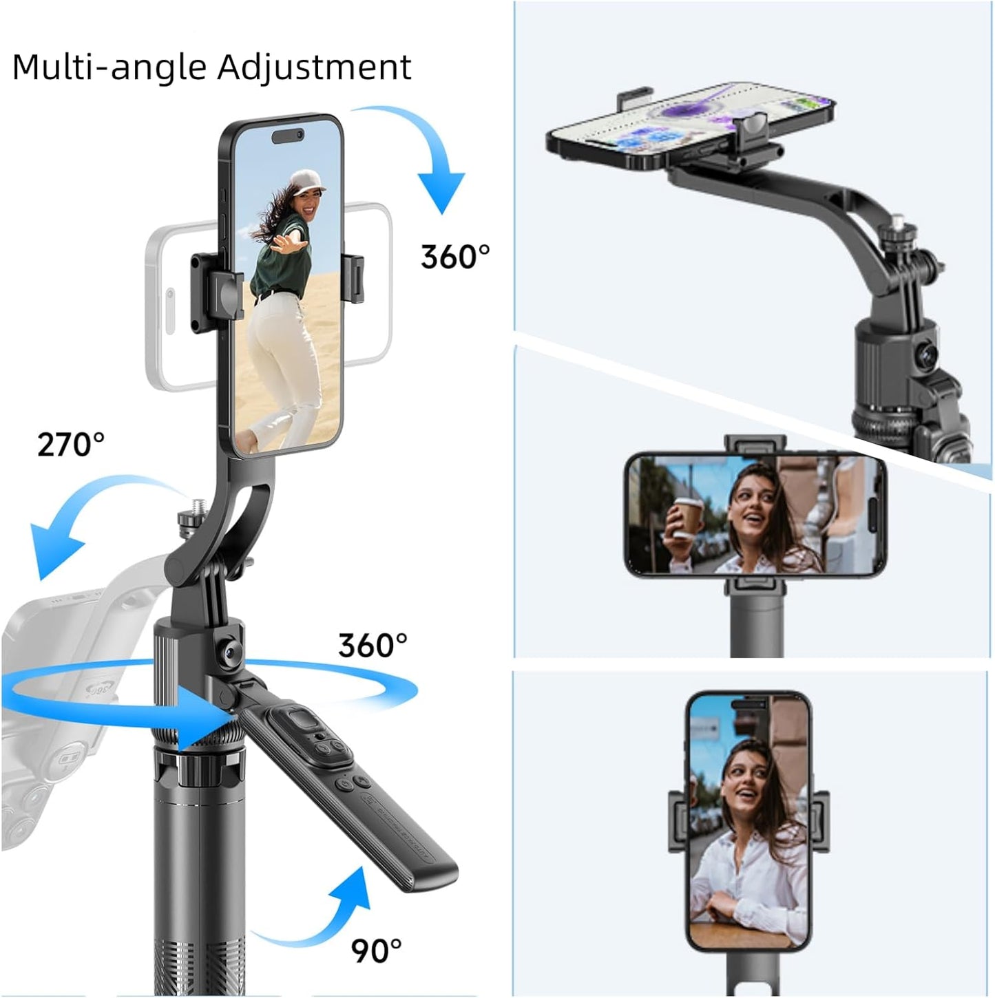 Auto Face Tracking Tripod 360° Rotation with Stand,Smart Gesture Control Travel Selfie Stick for Content Creator Tiktok YouTube Vlog Video Live Streaming