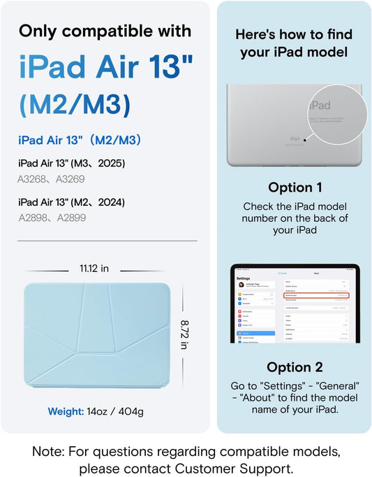 MOFT Dynamic Folio Case for iPad Air 13-inch (M3 2025 / M2 2024),Silm Magnetic Stand Case with 20+ Viewing Angles, Auto Wake/Sleep,Ultra Thin, Soothing Mist x Misty Cove