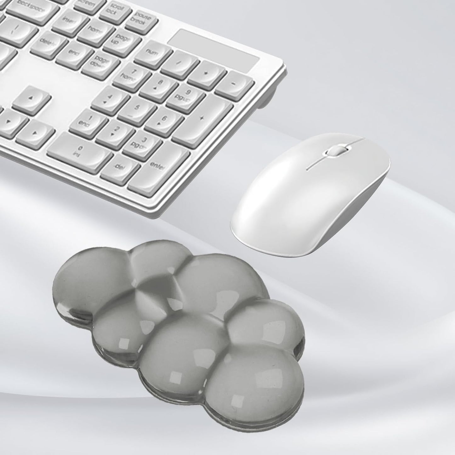 Gel Cloud Mouse Wrist Rest, Cute Wrist Support and Arm Support for Mouse Rest Typing Pain Relief,Suitable for Office/Computer/Laptop/Gaming (Transparent Gray)