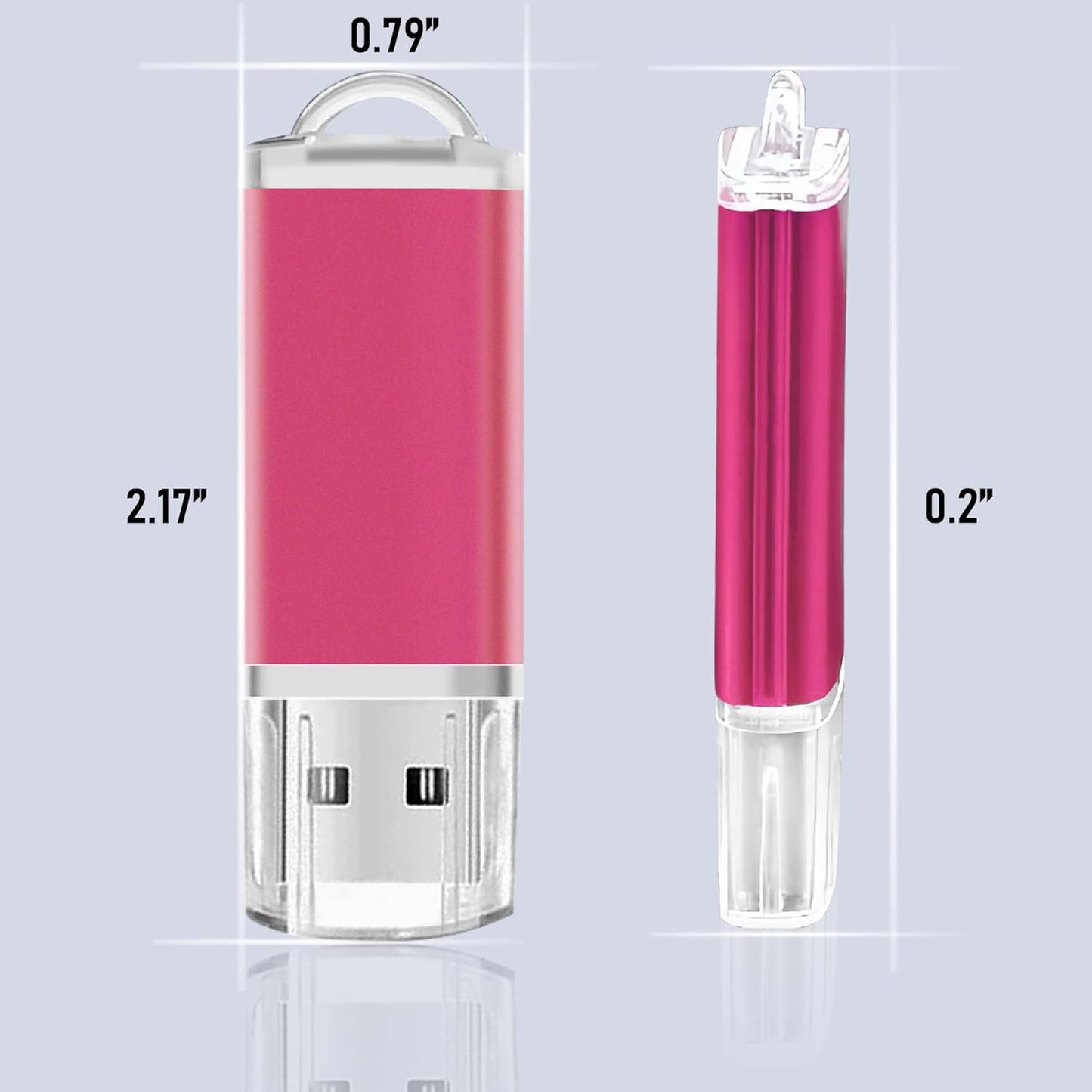 Thumb Drives 2GB USB Flash Drive 1 Pack Zip Drive USB 2.0 Jump Drive Memory Stick Pendrrive with Lanyards (Pink)