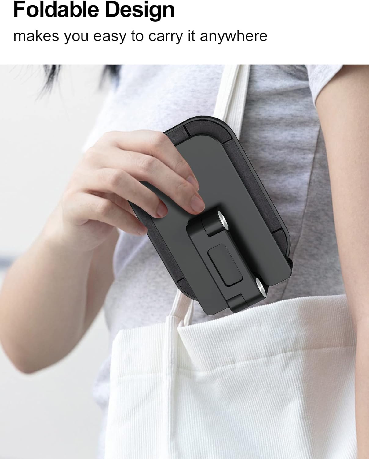 OCYCLONE Cell Phone Stand + 2 PCS Cable Organizer, Angle Height Adjustable iPhone Stand for Desk, Foldable Cell Phone Holder Tablet Stand Compatible with 4.7"-13" Phone Tablet