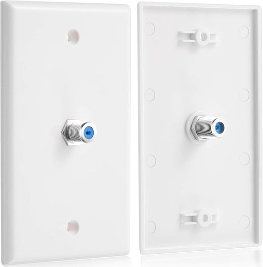 Weewooday 8-Pack White Single Gang F Connector Coax Wall Plates (Blue, 1-Port)