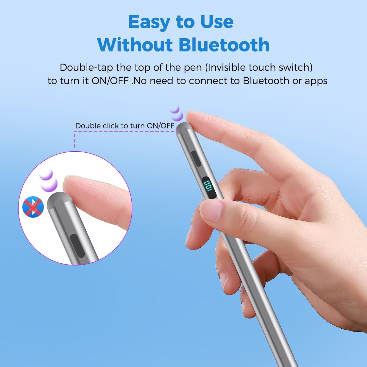 iPad Pencil with Magnetic&5 Extra Tips,USB-C Faster Charge,Stylus Pen Compatible with iPad 6-11th/A16,Air M3/M2/3-5th,Pro M4/11/12.9/13inch,Mini 5th-7th/A17Pro (Gray)