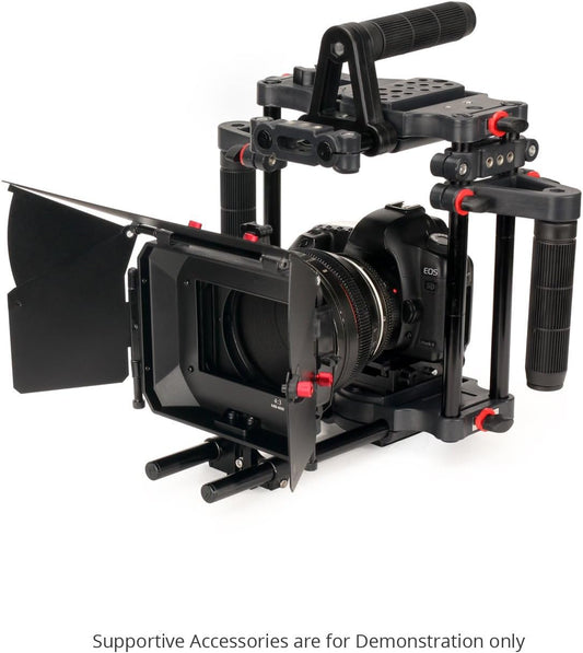 Power DSLR Camera Cage with MB-600 Matte Box Combo Kit. 4x4 Filter Holders, Lenses up to 95mm Diameter, Supports 15mm Rods. for DSLR/DSLM Handheld Camera. (FC-CTH-01)