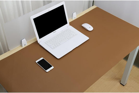 KINGFOM Desk Pad Office Desktop Protecter, PU Leather Desk Mat Blotters Organizer with Comfortable Writing Surface (47.2" x 23.6", Brown)