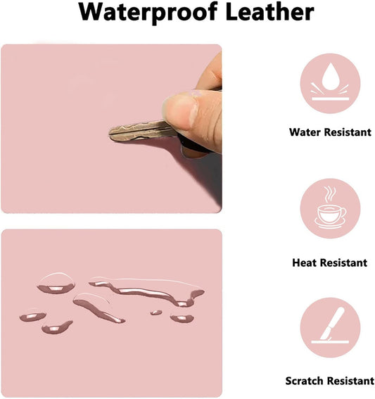 PU Leather Desk Pad Protector Gaming Mouse Pad Non Slip Desk Mat for Keyboard and Mouse Waterproof Desk Writing Pad for Office and Home Desk Accessories(Pink, 35.4 * 17.7)