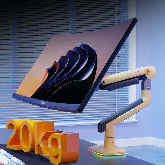 Gaming Monitor Arm for Flat/Ultrawide/Curved Monitors 32 to 60 inch, Heavy Duty Monitor Stand Load up to 20 kg, VESA 75/100 mm Mount (Lava Yellow)