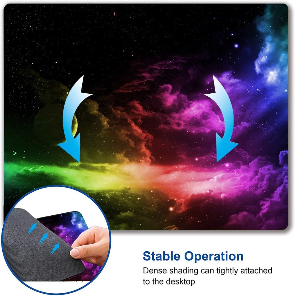 Mouse Pad, Gaming Mouse Pad, Galaxy Mouse Pad, Aurora Light Pattern Green and Purple Design Mouse Pads, Square Waterproof Mouse Pad Non-Slip Rubber Base MousePads for Office Home Laptop Travel