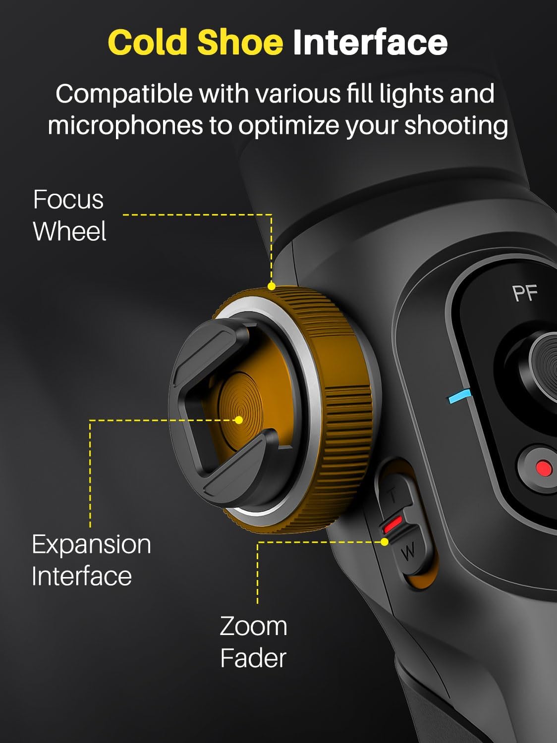 Professional Gimbal Stabilizer for Smartphone,Built-in 18CM Extension Rod and Powerful Fill Light,360°Inception,Face&Object Tracking Stabilizer,3-Axis Gimbal for iPhone& Android-Smart S2