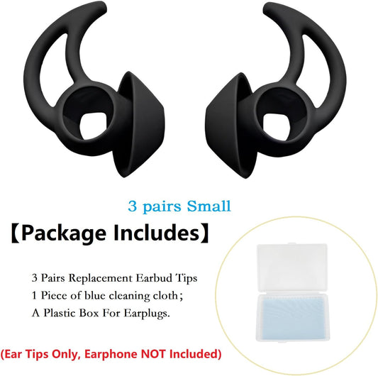3 Pairs Earbud Tips Small,Eartips Compatible with Bose QuietComfort Earbuds and Sport Earbuds,Black