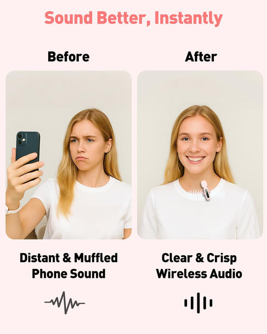 USB C Lavalier Microphone Wireless Mini Mic for Type-C Android Phone/Tablet/PC Video Recording Clip-on Mics with Rotatable Clip&Denoise Recording, Ideal for Vlog Tiktok YouTube Content Creator, Pink