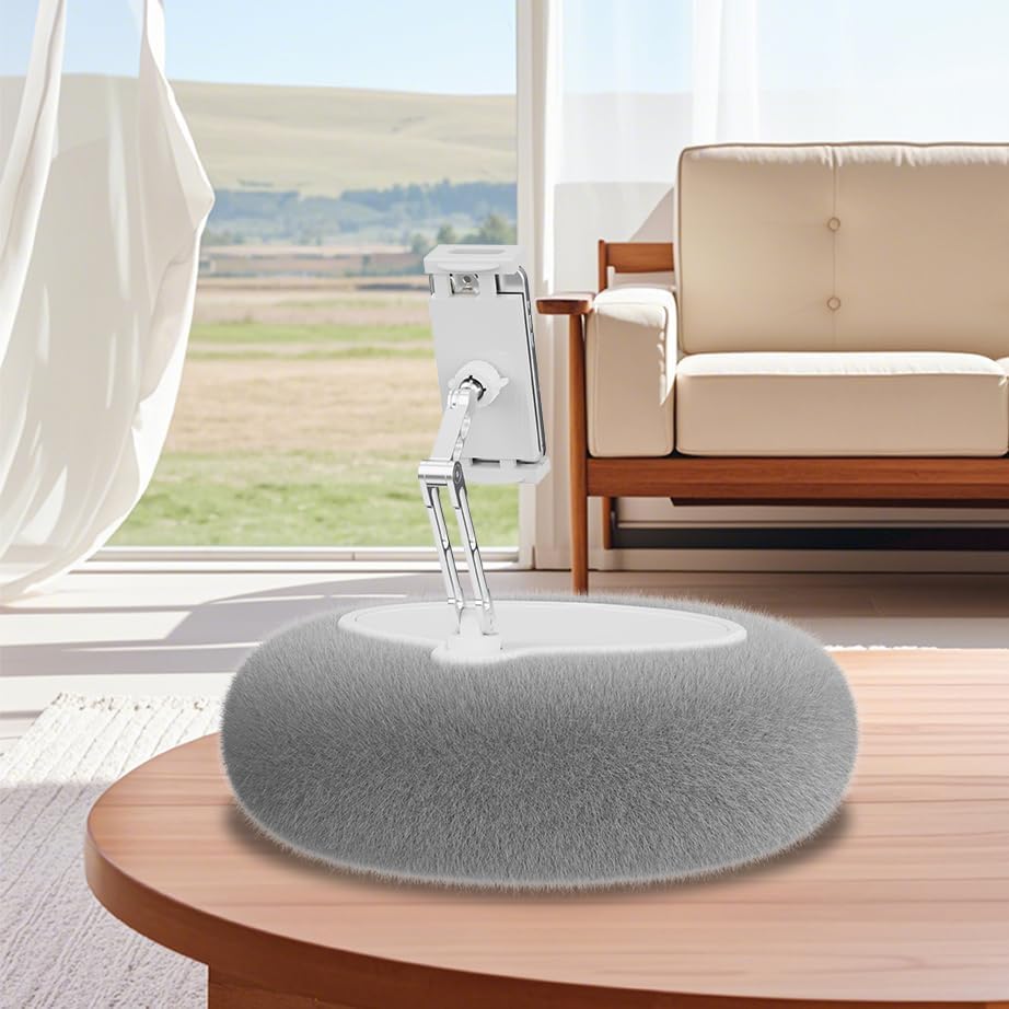 KABCON Pillow Tablet Stand for Kindle,360°Adjustable Aluminum Pole Phone Holder with Soft Plush Fabric for 4.7"-13" Phones/Tablets,iPad Pro Mini Air 12.9,iPhone Pro Max,Samsung Galaxy,LG,Kindle-Grey