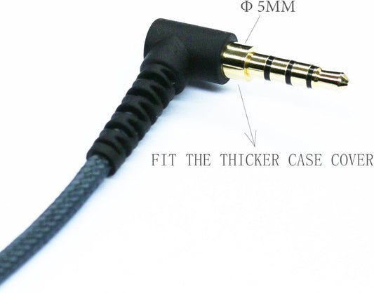 200cm(6ft) Right Angle 4 Pole 3.5mm 1/8 inch Male to 4 Pole 3.5mm 1/8 inch Female Stereo Audio Headphone Earphone Extension Cable Adapter Cord Tangle-Free Braided Wire