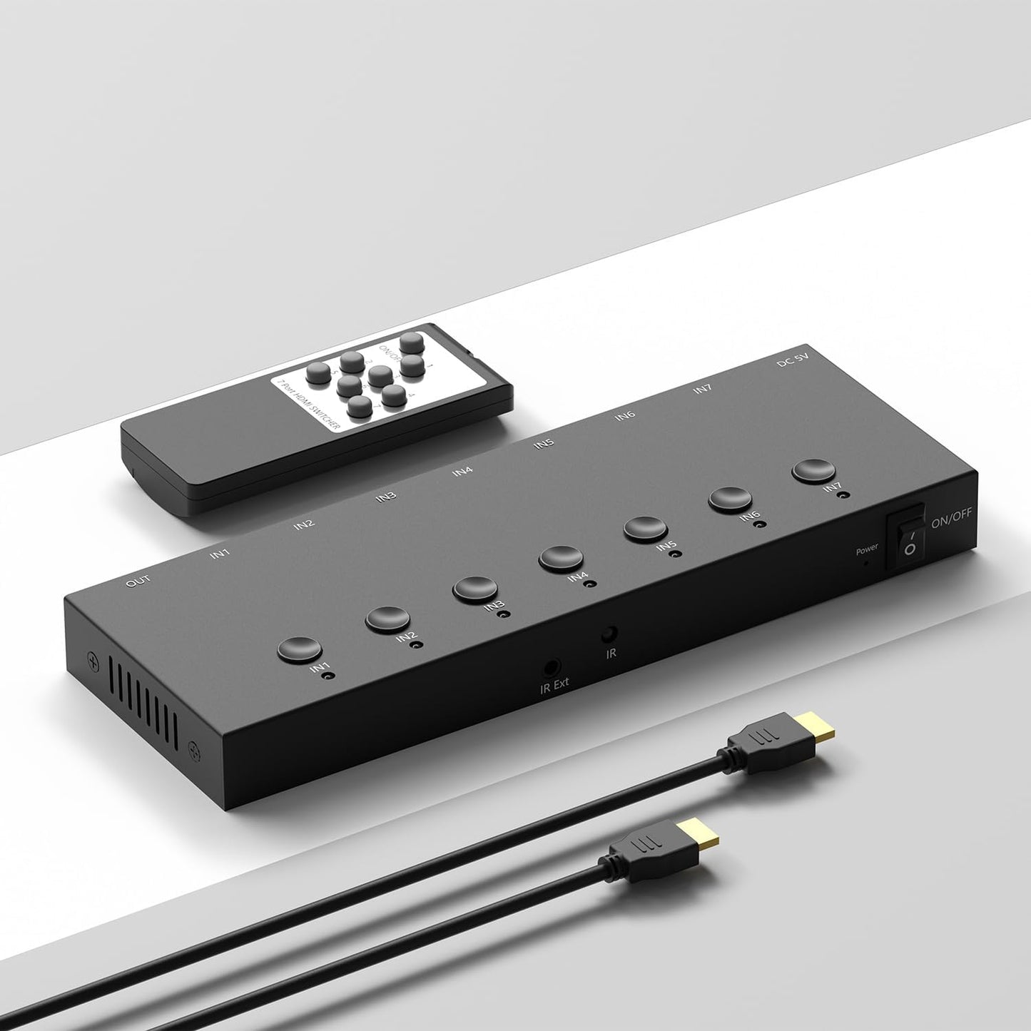 Y.D.F 7 Port HDMI Switch, 4k@60Hz HDMI Switcher 7 in 1 Out HDCP 2.0 Manual HDMI 2.0 Hub Support 3D Compatible with Nintendo Switch/OLED/Xbox/ PS5/4 Blu-Ray Player Fire Stick Roku Apple TV Chromeca