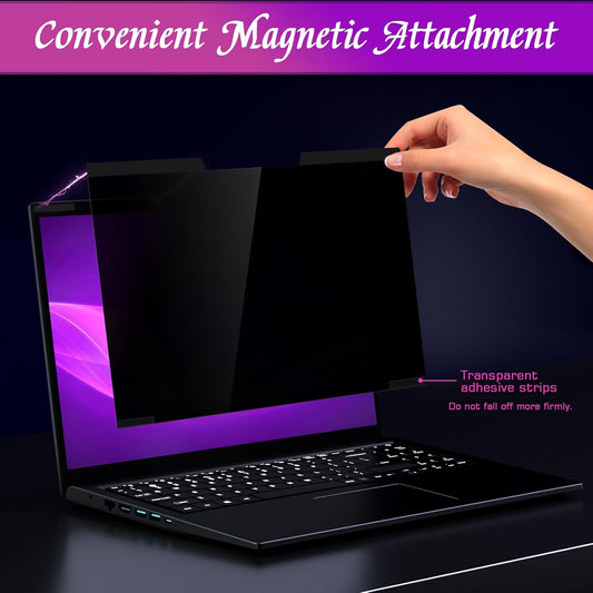 PYS Magnetic Laptop Privacy Screen 13.3 Inch (16:9 Aspect) - Anti-Glare Blue Light Filter, Removable Privacy Screen Protector Compatible with HP/Dell/Acer/Lenovo/Samsung/ASUS (11.6x6.5inch/ W x H)