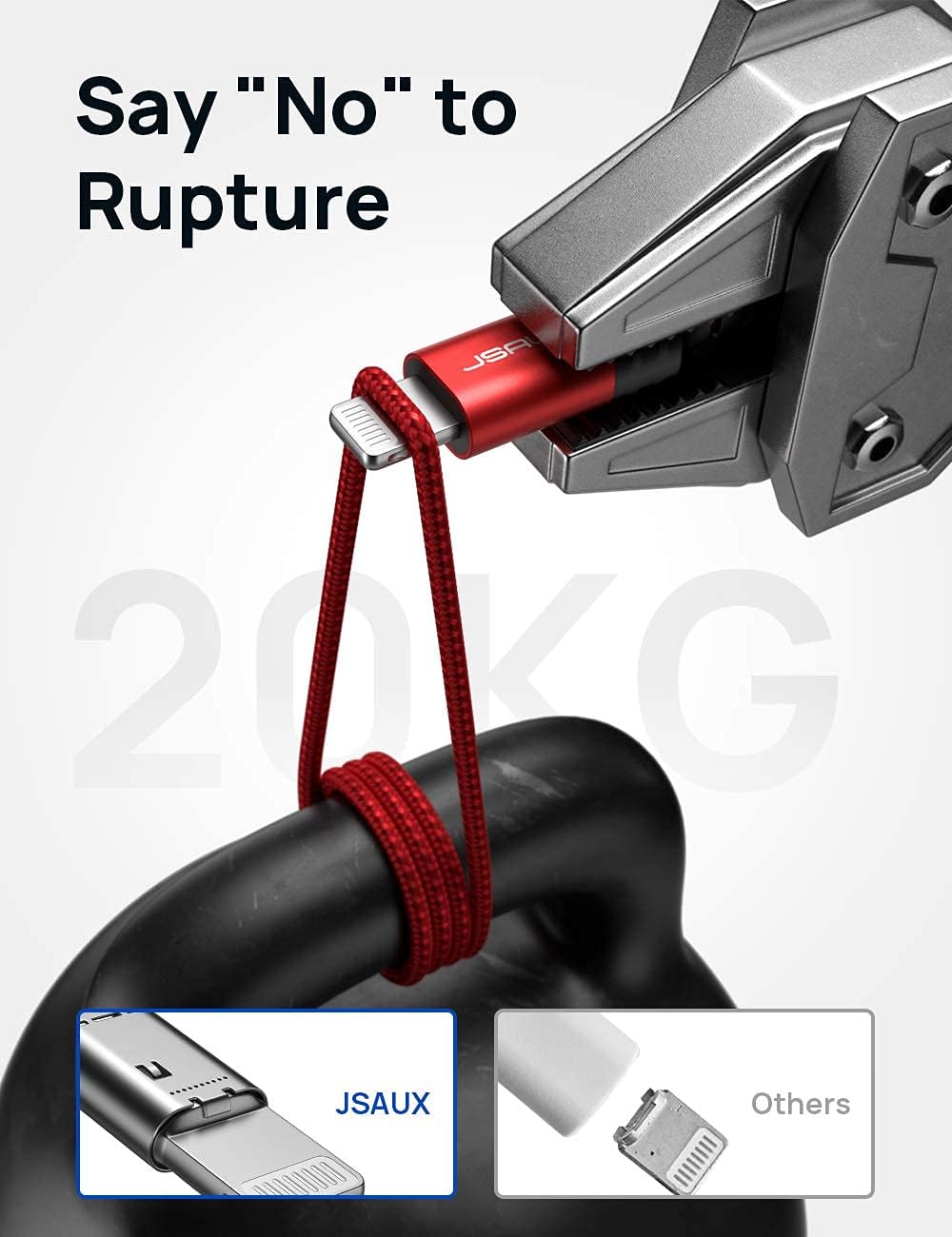 JSAUX Apple MFi Certified Lightning Cable 4ft, iPhone Charger Cable Nylon Braided Heavy Duty, Upgraded C89 USB Lightning Cord for iPhone 11 Xs Max X XR 8 7 6s 6 Plus SE 5 5s, iPad, iPod-Red