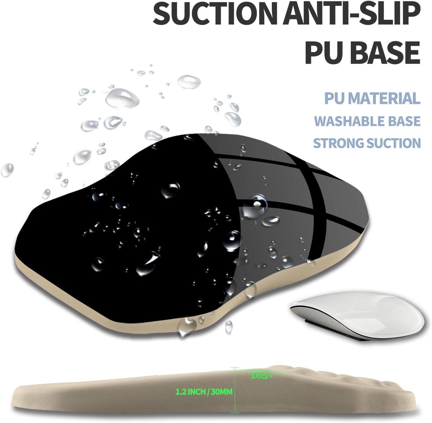 Ergonomic Raised Mouse Pad Wrist Support with Bilateral Slope Memory Foam Mousepad for Wrist Rest and Carpal Tunnel Pain Relief 11.8x7.9〃 Khaki