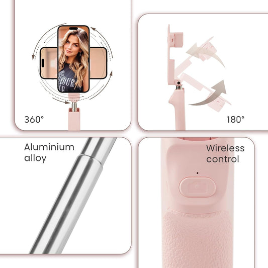 MQOUNY Phone Tripod, Portable Selfie Stick with Remote,Pocket Size Selfie Stick for iphone,Mini Travel Compact Phones Selfie Sticks with Phone Holder for Content Creation/Vlog/Video Record/Live Stream