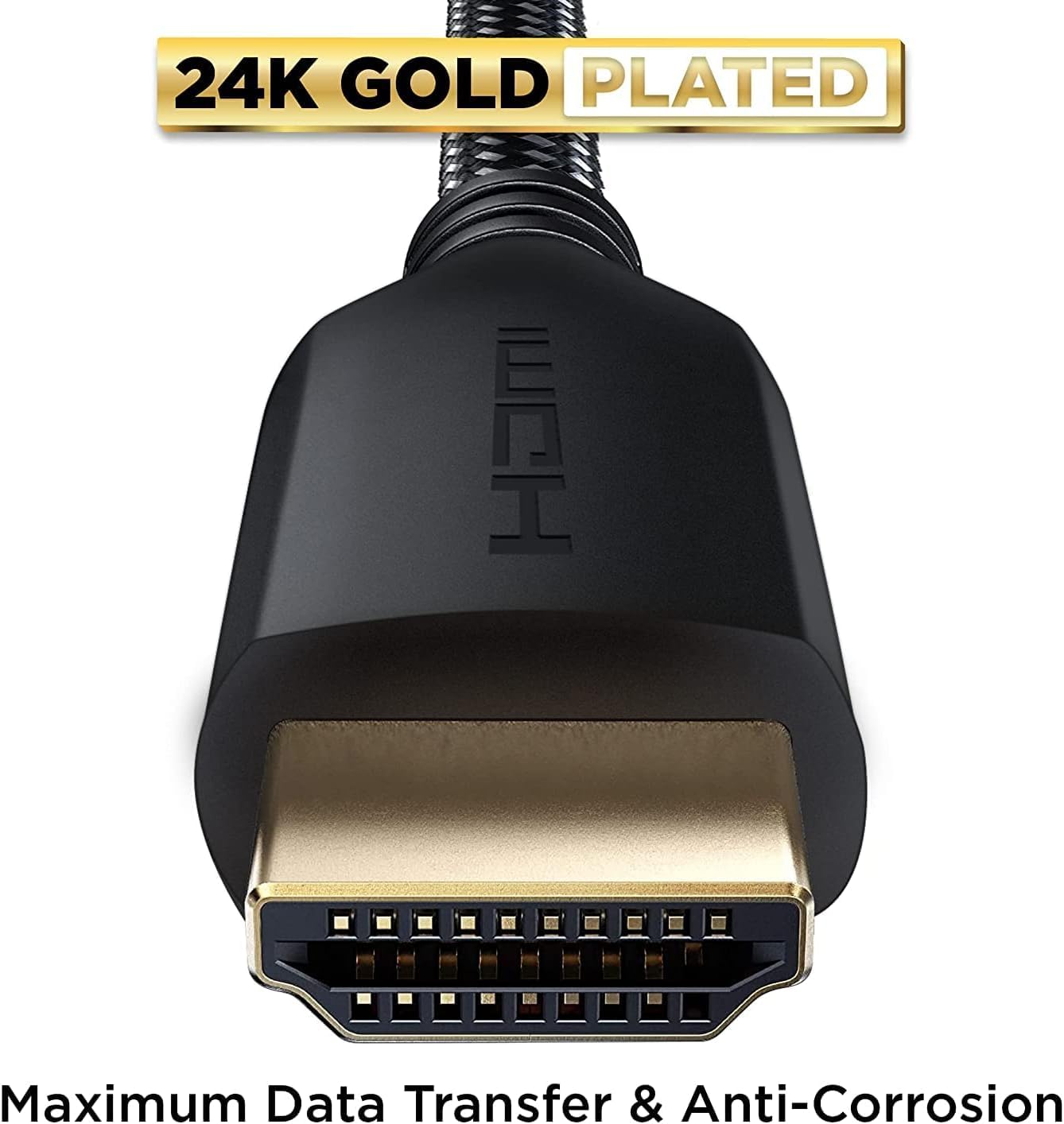 PowerBear 4K HDMI Cable 50 ft | High Speed, Braided Nylon & Gold Connectors, 4K @ 60Hz, Ultra HD, 2K, 1080P, ARC & CL3 Rated | for Laptop, Monitor, PS5, PS4, Xbox One, Fire TV, Apple TV & More