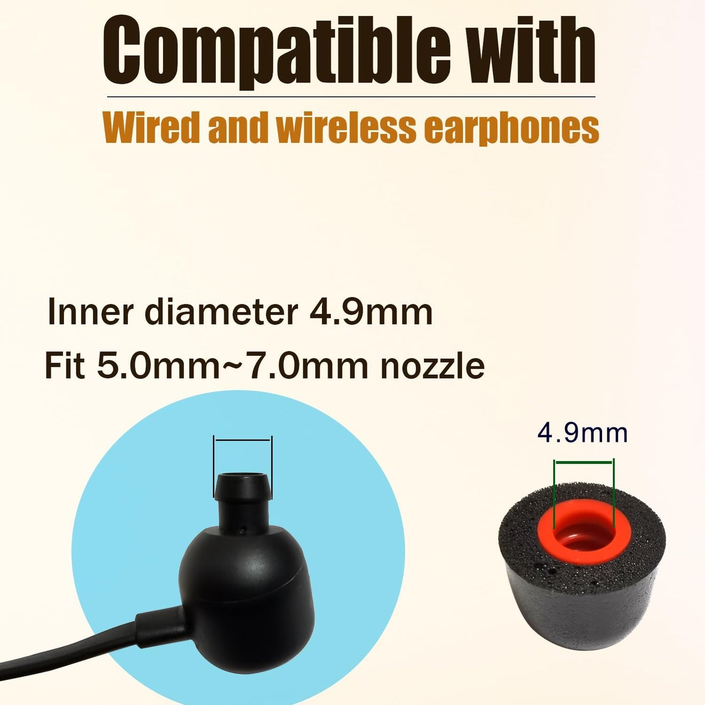 Memory Foam Tips Earbuds Tips Replacement Ear Tips Noise Reduction Anti-Slip fit 5mm-7mm Nozzle in-Ear Earphones with Storage Box