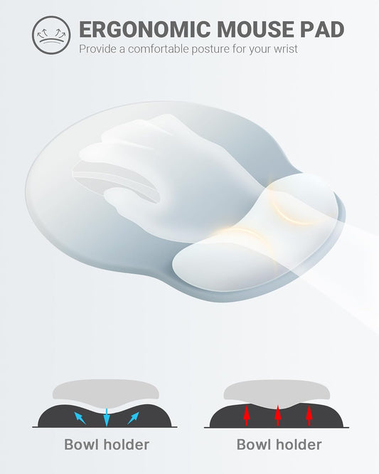 Ergonomic Mouse Pad Wrist Support, Comfortable Mouse Pad Wrist Rest, Relieve Wrist Pain Gel Mouse pad, Non-Slip Rubber Base Mousepad for Laptop, Computer(Gradient Grey Blue)