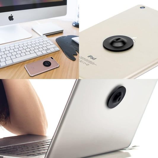 I3C Anchor Plate Adhesive Security Plate, Laptop Lock Plate with Slot, Universal Lock Plate for Laptop, Monitor, Smart Phone, Tablet, Other Electronic Products (Black 4pcs)