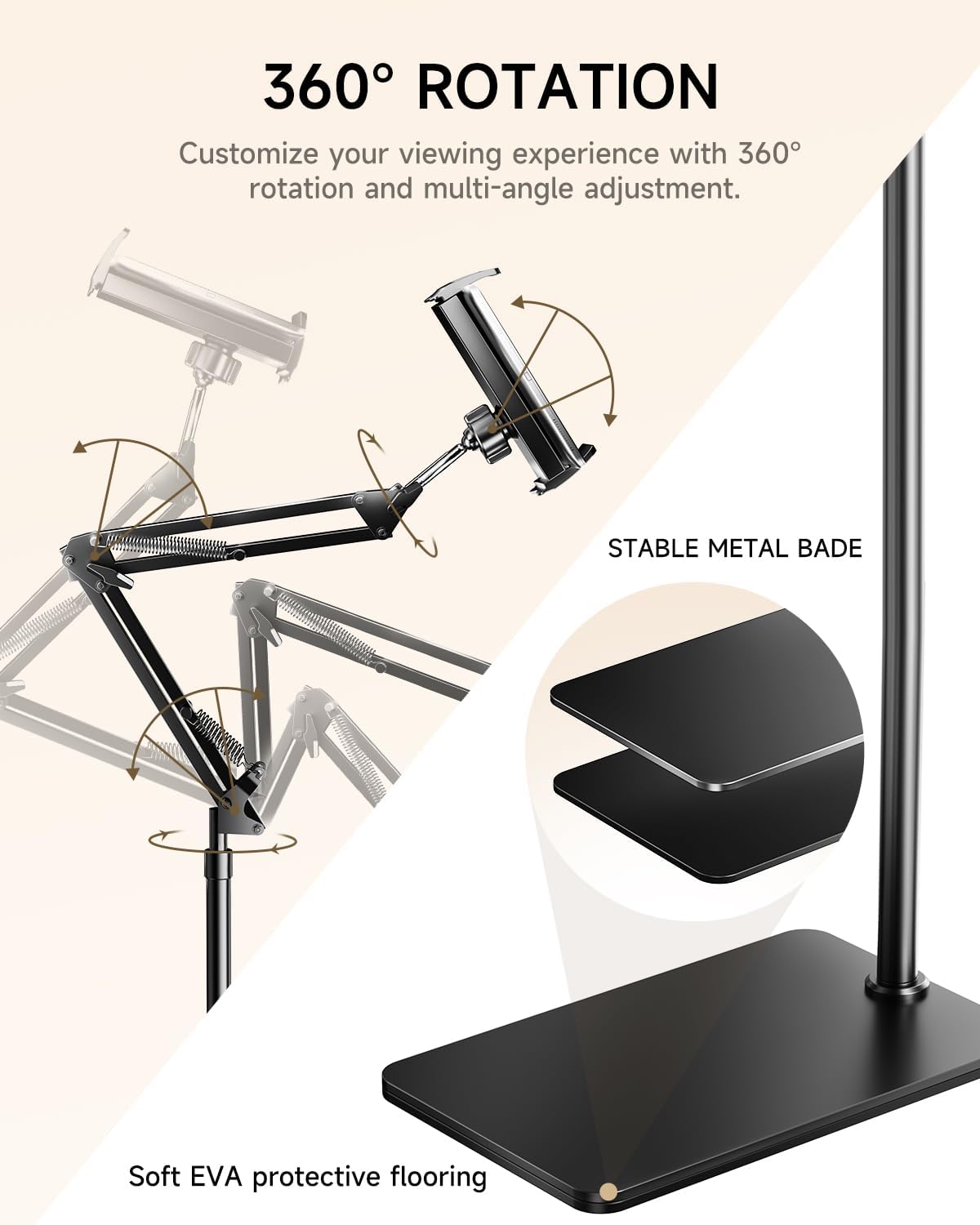 Floor Stand for Kindle with Remote Page Turner, Holder Stand for Reading in Bed with Clicker – for Kindle Paperwhite, Oasis,Tablet, iPhone and More 4.7-11 inch,Pink Remote