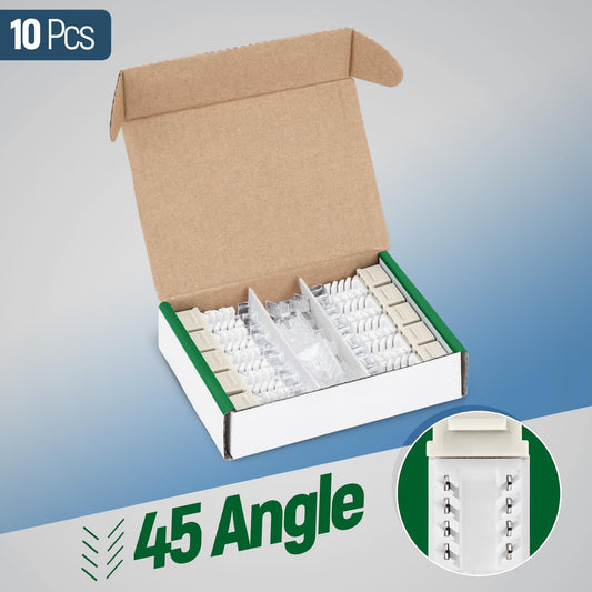Everest Media Solutions 45° Angled CAT6A Keystone Jack in Ivory - Slim Profile, UTP RJ45 Female Ethernet Connector - Compatible with 45° Angled Speed Termination Tool - 45Term - 10-Pack