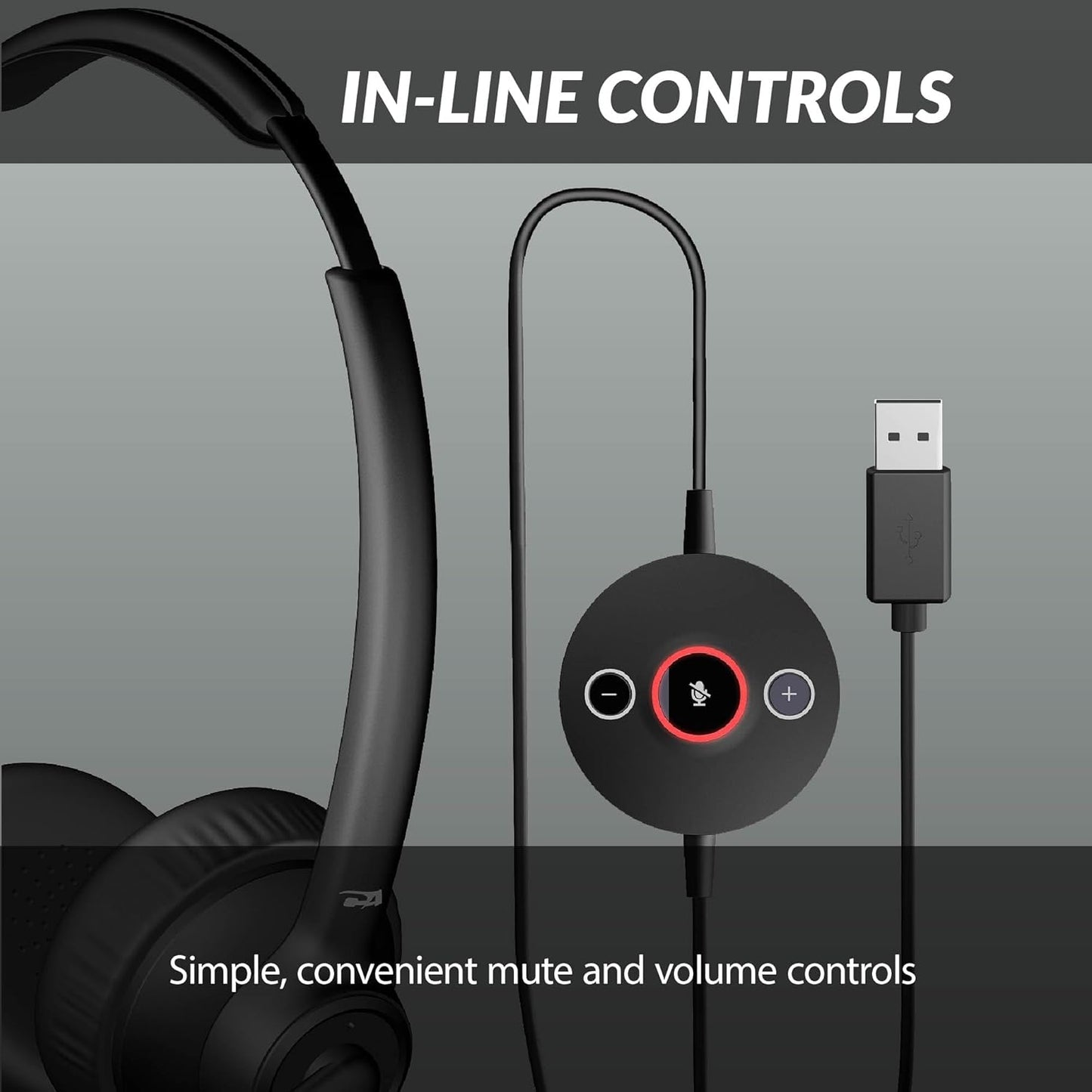 Cyber Acoustics USB-C Headset With AI Noise Cancelation (AC-304C) - Microphone Eliminates Background Noise in Offices, Homes or Any Environment, Black