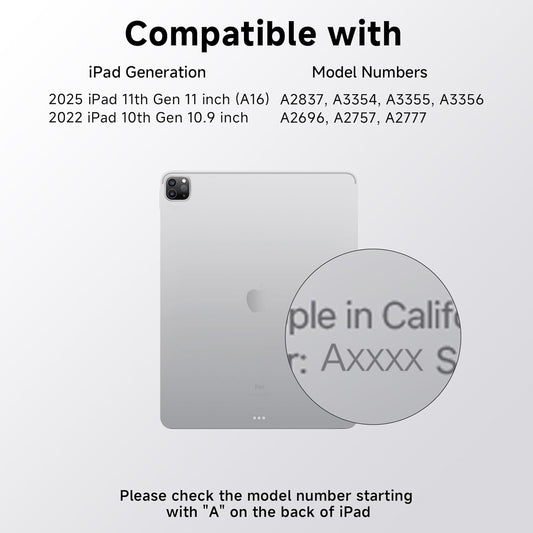 iPad Keyboard Case for iPad 10th Gen (2022) & 11th (A16, 2025), Magic Wireless Keyboard with Trackpad 7 Color Backlit, 360° Rotating Stand Transparent Protective Cover with Pencil Holder (Cyan)