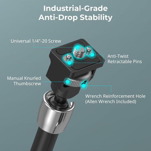 SMALLRIG Magic Arm Crab Claw Clamp, with Anti-Deflection Retractable Pin, 1.5kg Load Capacity for GoPro/for Insta360 / for DJI Action/for DSLR/for Light/for Monitor/for Phone- 5312