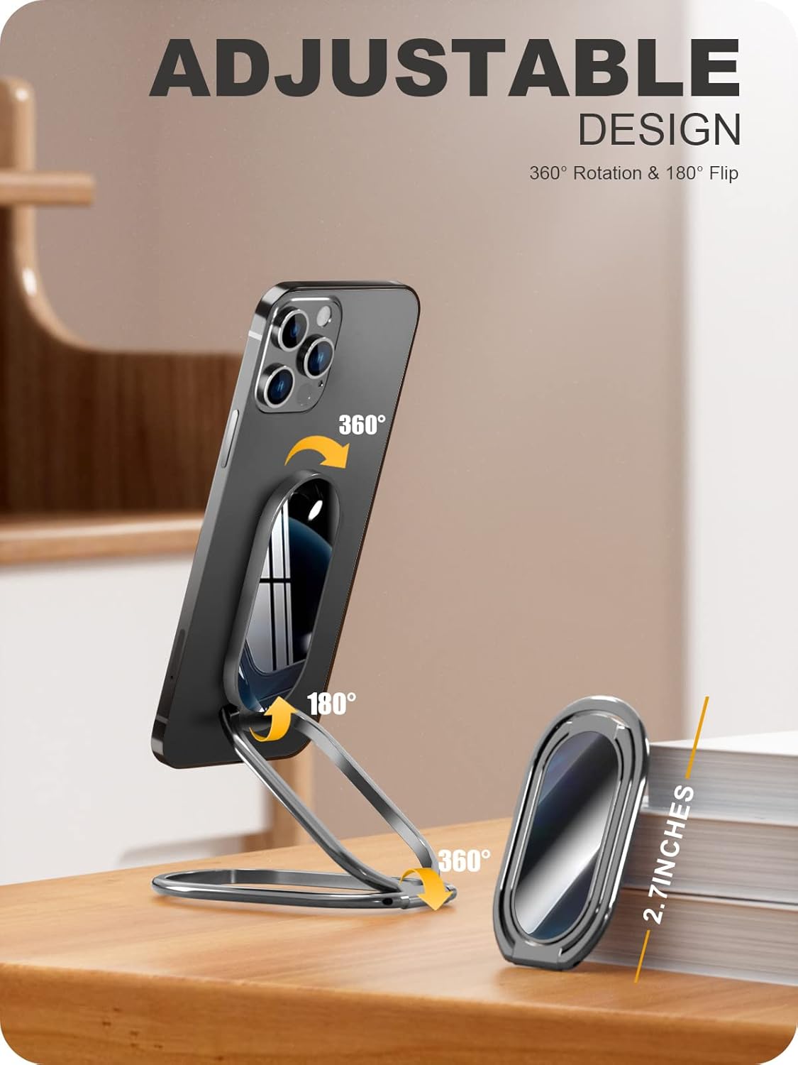 A-LuGei ๐๐ผ๐น๐ฑ๐ฎ๐ฏ๐น๐ฒ & ๐๐ฑ๐ท๐๐๐๐ฎ๐ฏ๐น๐ฒ Cell Phone Ring Holder Stand, Phone Kickstand for Desk, Cell Phone Holder for Hand, Ring for Back of iPhone, Metal Phone Grip for Magnetic Car Mount