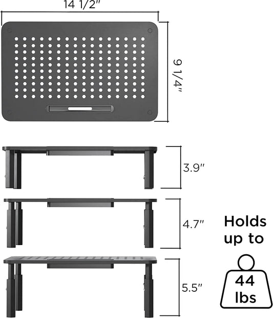 EVOOMI Monitor Stand Riser - Upgraded for Faster Productivity - Anti-Skid, HD Hexagonal Steel - Free Cable Ties - Computer Stand - Laptop, Desktop, Printer, iMac (Simple)