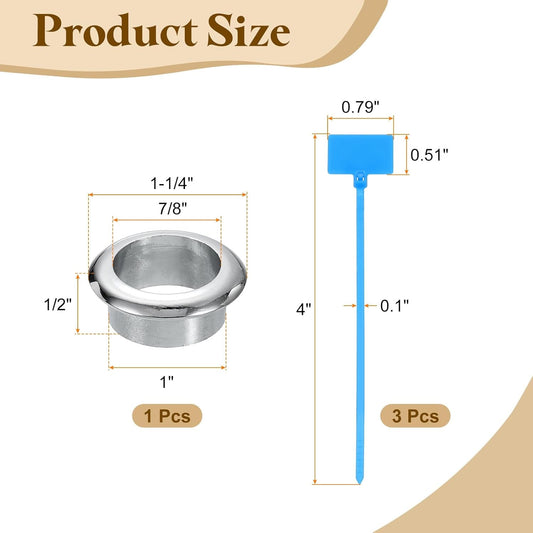 uxcell Desk Grommet, 1" (25mm) Zinc Alloy Cable Hole Cover Wire Cord Organizer with Marked Cable Ties for Home Office Desktop Wire, Silver Tone