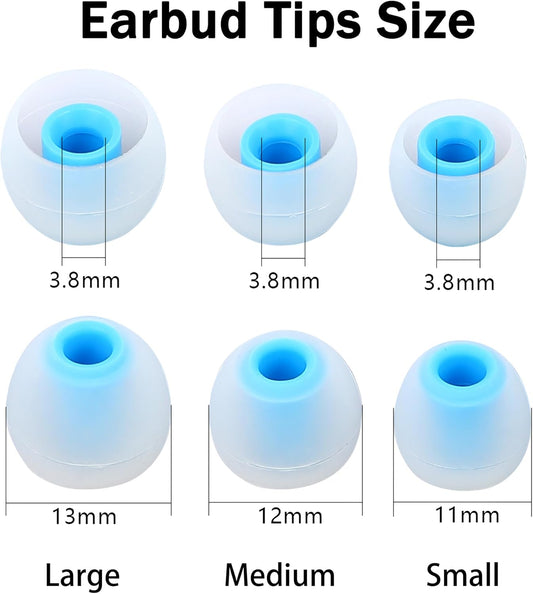 Silicone Replacement Earbud Tips Earbud Caps Fit Most in-Ear Earbuds(Inner Hole 3.8mm -5.1mm) Headphone Ear Tips Earbuds Covers 9 Pairs S M L